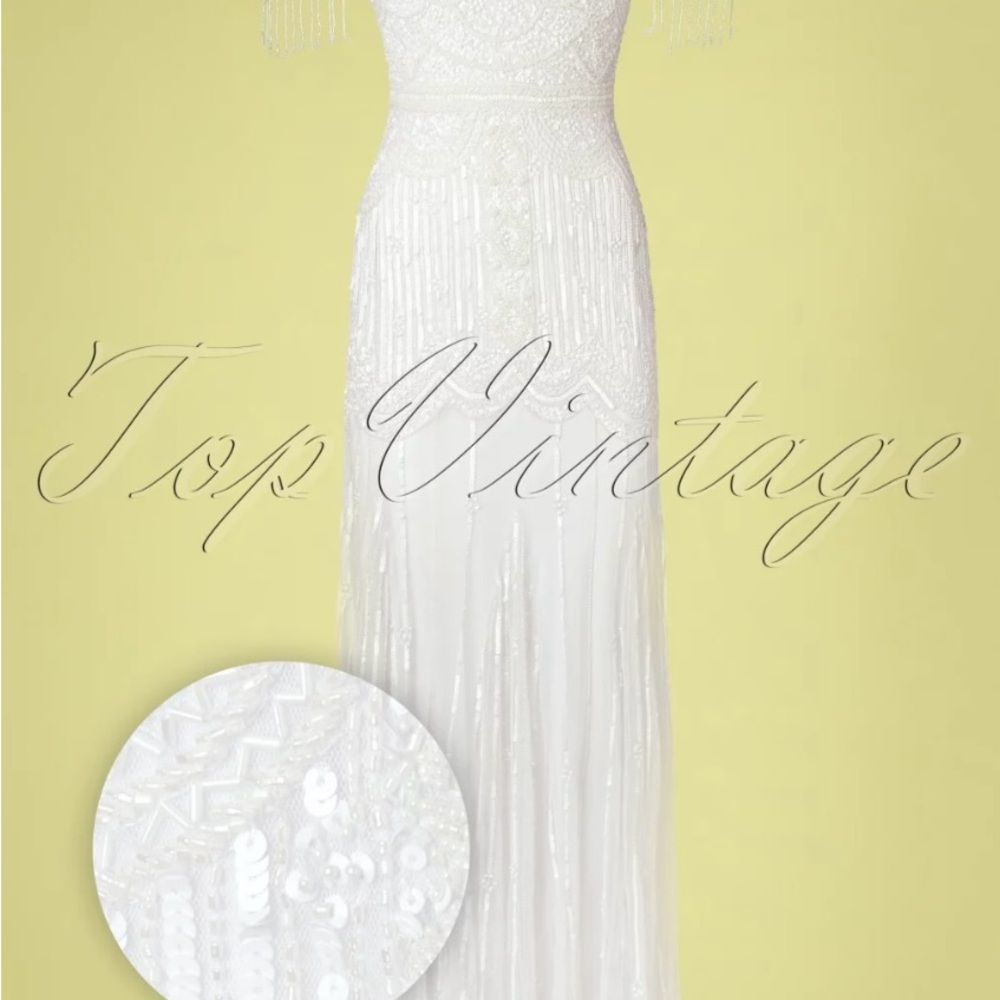 Gatsby Lady White Sequin Maxi/Wedding Dress Sz. 10 Elegant Embellished Details - Picture 14 of 15